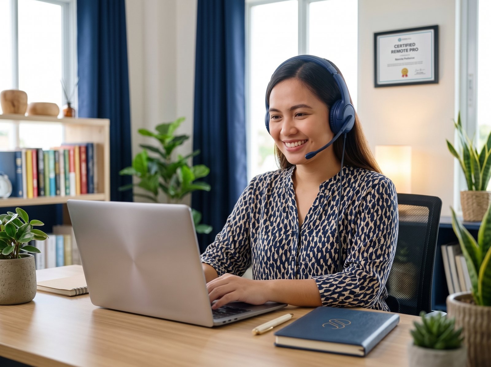 Filipino remote professional at work — Academy to Ready to client intro